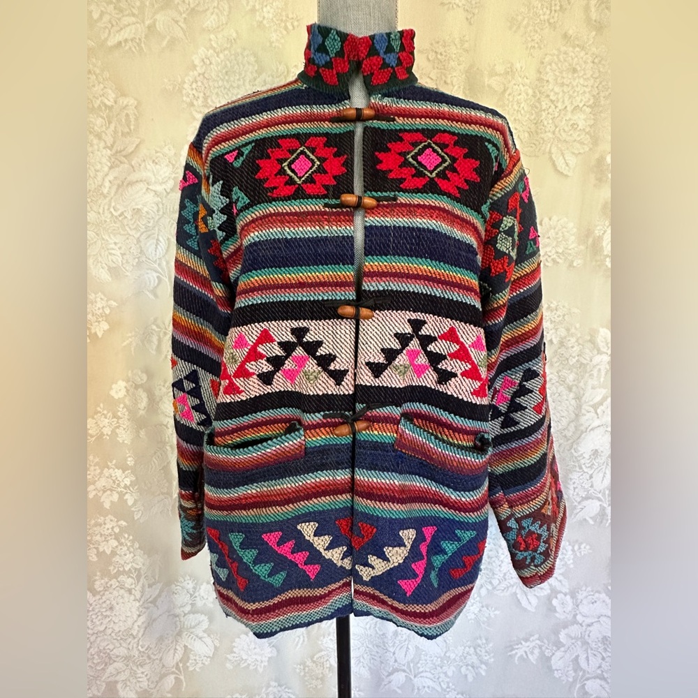 Unisex Vintage Handwoven Textile Jacket